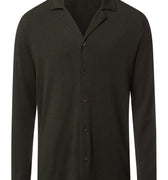 Casuals Notch Collar Button Front Shirt | Earthy Ink Melange 75991-3044